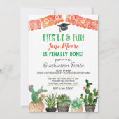 Succulent Afstuderen Fiesta Party Invitation Kaart (Voorkant)
