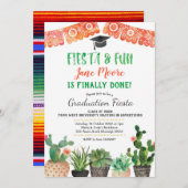 Succulent Afstuderen Fiesta Party Invitation Kaart (Voorkant / Achterkant)
