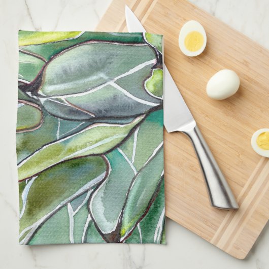 Succulent Agave Kitchen Towel Theedoek (Quarter Fold)