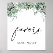 Succulent and Eucalyptus Greenery Favors Sign Poster (Voorkant)