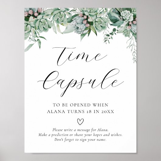 Succulent and Eucalyptus Greenery Time Capsule Poster (Voorkant)