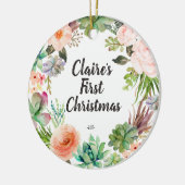 Succulent Baby Eerste kerstversiering Keramisch Ornament (Links)