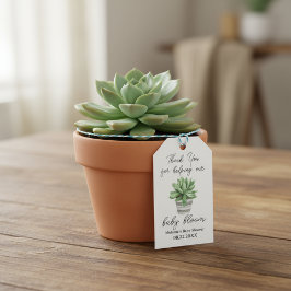 Succulent Baby shower "Bedankt voor Baby Bloom" Cadeaulabel