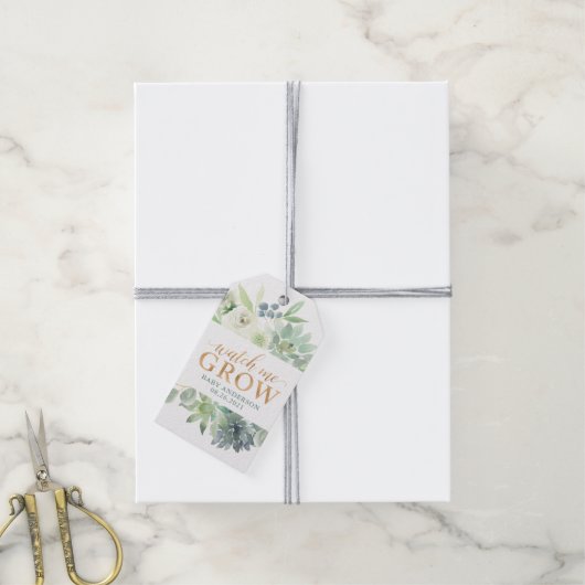 Succulent Baby shower Bekijk me Grow Favor Label Cadeaulabel (Met Touw)