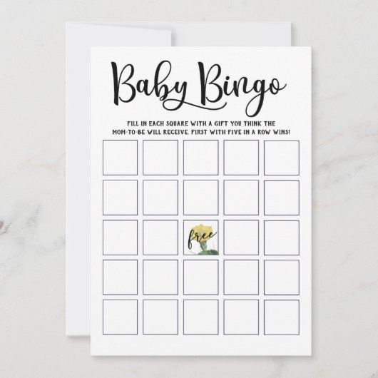 Succulent Baby shower Bingo Kaart (Voorkant)