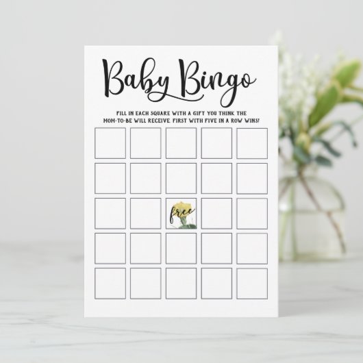 Succulent Baby shower Bingo Kaart (Staand voorkant)