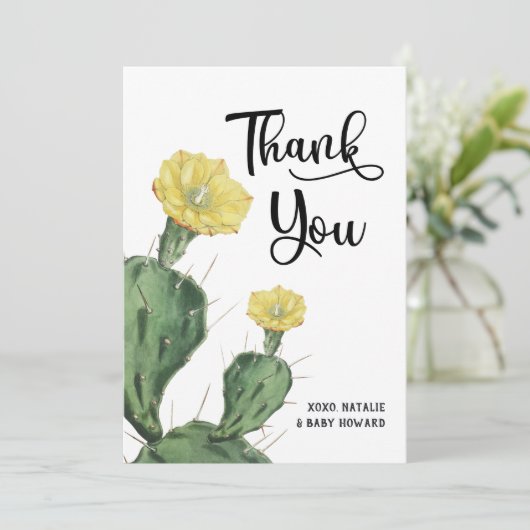 Succulent Baby shower dank u Bedankkaart (Staand voorkant)