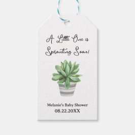Succulent Baby shower "Een kleintje is ontkiemen" Cadeaulabel