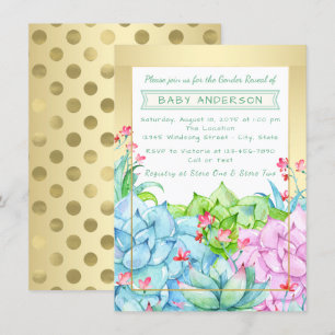 Succulent Baby shower Gender onthult uitvindingen Kaart