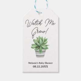 Succulent Baby shower Gift Label - "Watch Me Grow" Cadeaulabel