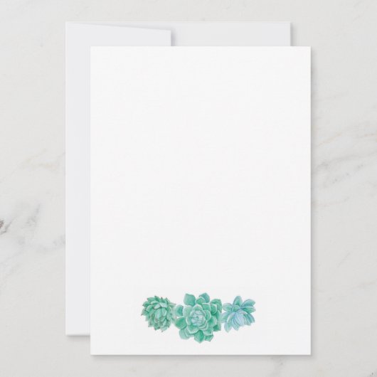 Succulent Baby shower Invitation - Genderneutralit Kaart (Achterkant)