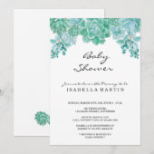 Succulent Baby shower Invitation - Genderneutralit Kaart (Voorkant / Achterkant)