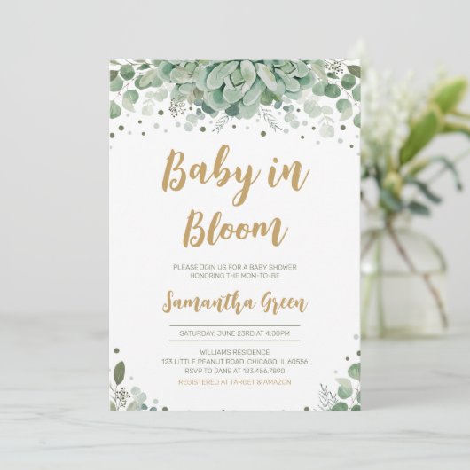 Succulent Baby shower Kaart (Staand voorkant)