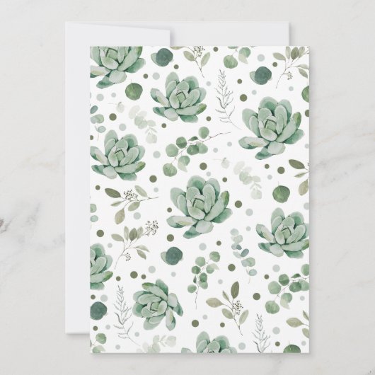 Succulent Baby shower Kaart (Achterkant)