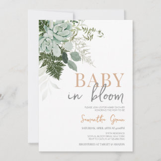 Succulent Baby shower Kaart