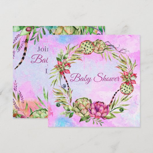 Succulent Baby shower Kaart (Voorkant / Achterkant)