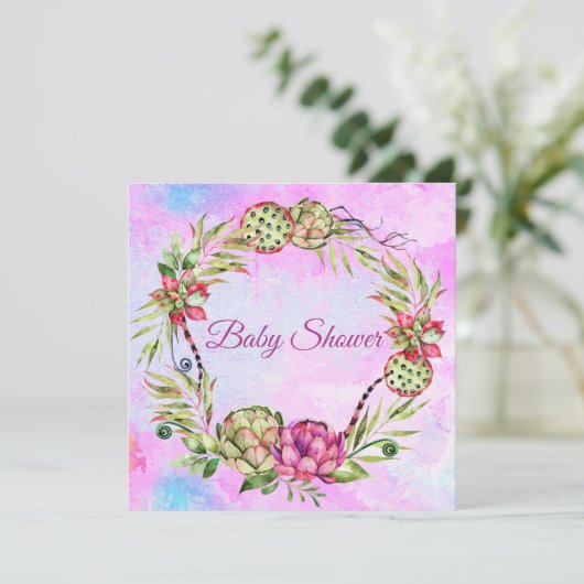 Succulent Baby shower Kaart (Staand voorkant)