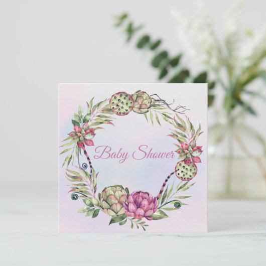 Succulent Baby shower Kaart (Staand voorkant)