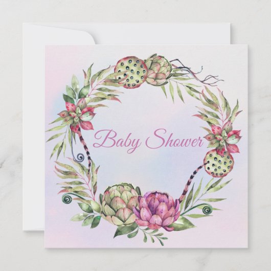 Succulent Baby shower Kaart (Voorkant)