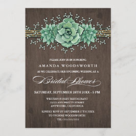 Succulent Baby's Breath Bridal Shower Uitnodiginge Kaart