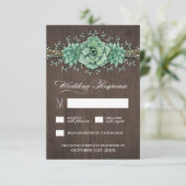 Succulent Baby's Breath Rustieke Bruiloft RSVP Kaa (Staand voorkant)