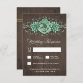 Succulent Baby's Breath Rustieke Bruiloft RSVP Kaa (Voorkant / Achterkant)