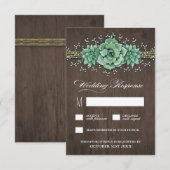 Succulent Baby's Breath Rustieke Bruiloft RSVP Kaa Kaartje (Voorkant / Achterkant)