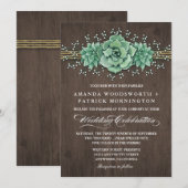 Succulent Baby's Breath Rustieke Bruiloft Uitnodig Kaart (Voorkant / Achterkant)