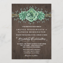 Succulent Baby's Breath Rustieke Bruiloft Uitnodig