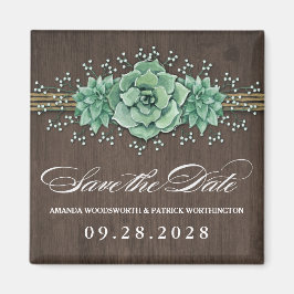 Succulent Baby's Breath Wedding Save the Date Magneet