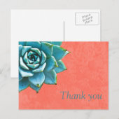 Succulent Bedankt Waterverf Oranje kant Briefkaart (Voorkant / Achterkant)