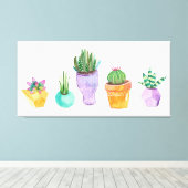 Succulent beeldscherm canvas afdruk (Insitu (Houten vloer))