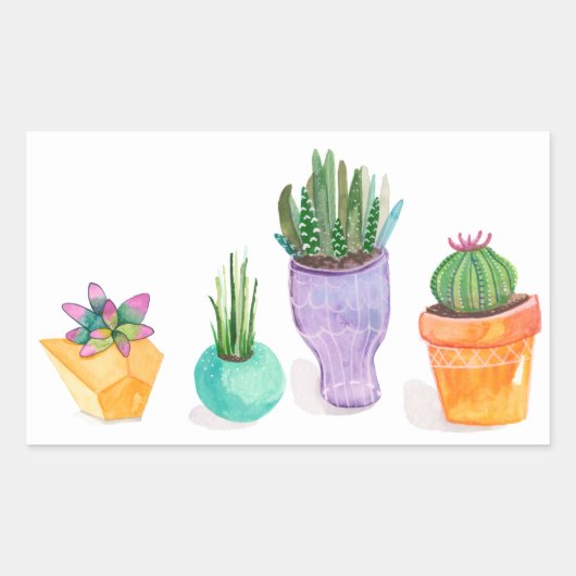 Succulent beeldscherm rechthoekige sticker (Voorkant)