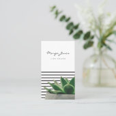 Succulent Black and White Stripes Visitekaartje (Staand voorkant)