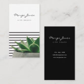 Succulent Black and White Stripes Visitekaartje (Voorkant / Achterkant)