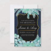 Succulent Bloem - Groen Blauw - Uitnodiging voor d (Voorkant)