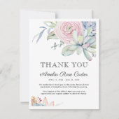 Succulent Bloemen Dank u Uitvaart Kaart (Voorkant)