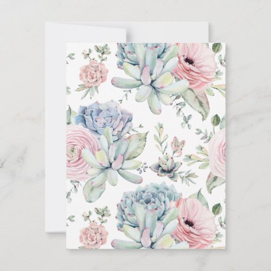 Succulent Bloemen Dank u Uitvaart Kaart (Achterkant)