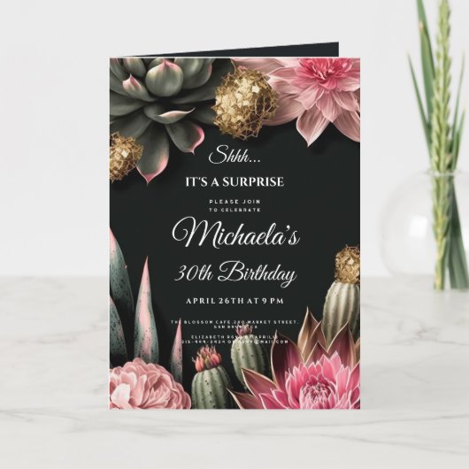 Succulent Bloemen Verjaardagsverrassingsfeestje Bl (Voorkant)