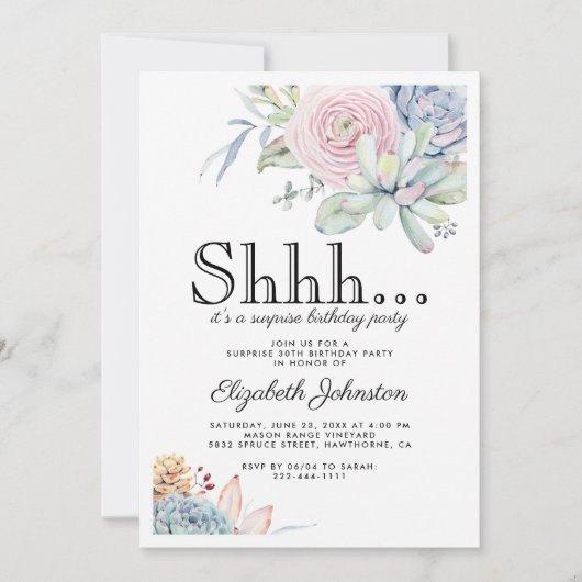  Succulent Bloemen Verrassing Verjaardagsfeest Kaart (Voorkant)