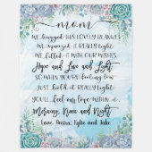 Succulent Blue Waterverf Splash Gift voor mam Fleece Deken (Voorkant)