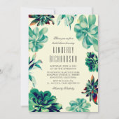 Succulent Boeket - Bloemen Blauwgroen Vrijgezellen Kaart (Voorkant)