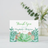 Succulent Boeket Botanische Bloemen Bruiloft Bedan Briefkaart (Staand voorkant)