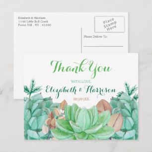 Succulent Boeket Botanische Bloemen Bruiloft Bedan Briefkaart