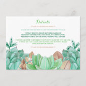 Succulent Boeket Botanische Bloemen Bruiloft Detai Informatiekaartje (Voorkant)