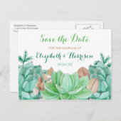 Succulent Boeket Botanische Bloemen Save The Date Aankondigingskaart (Voorkant / Achterkant)