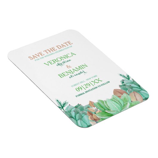Succulent Boeket Botanische Bloemen Save The Date Magneet (Rechterzijde)