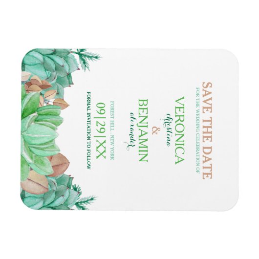 Succulent Boeket Botanische Bloemen Save The Date Magneet (Horizontaal)