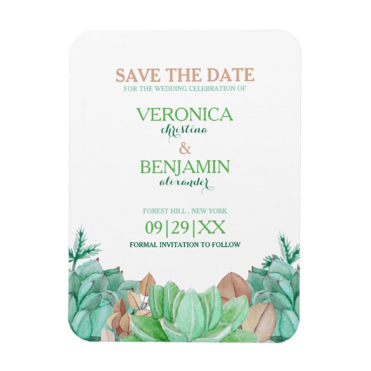 Succulent Boeket Botanische Bloemen Save The Date Magneet (Verticaal)
