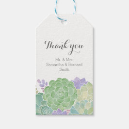 Succulent Boeket Elegant Bruiloft Dank u Label Cadeaulabel